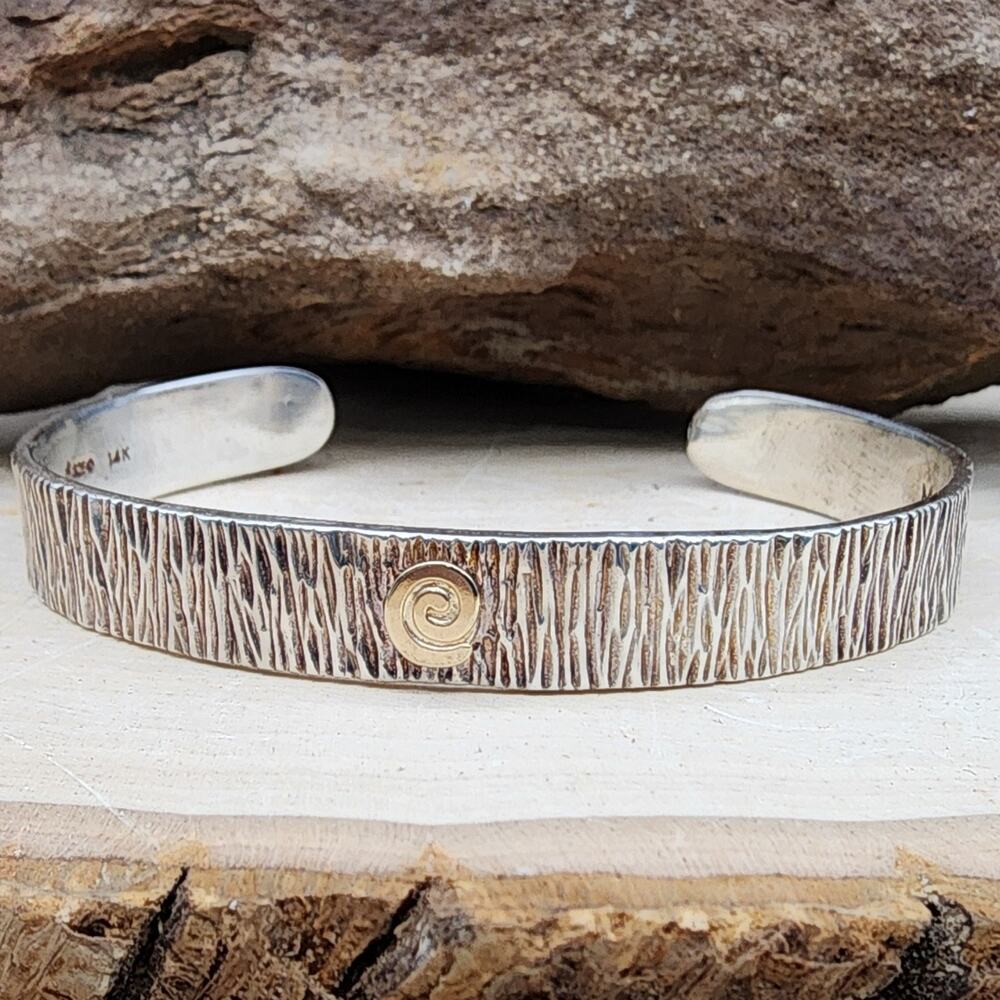 Carolyn Pollack Relios "MLP"925 Sterling 14k Gold Accent 6.75" Cuff Bracelet 24g